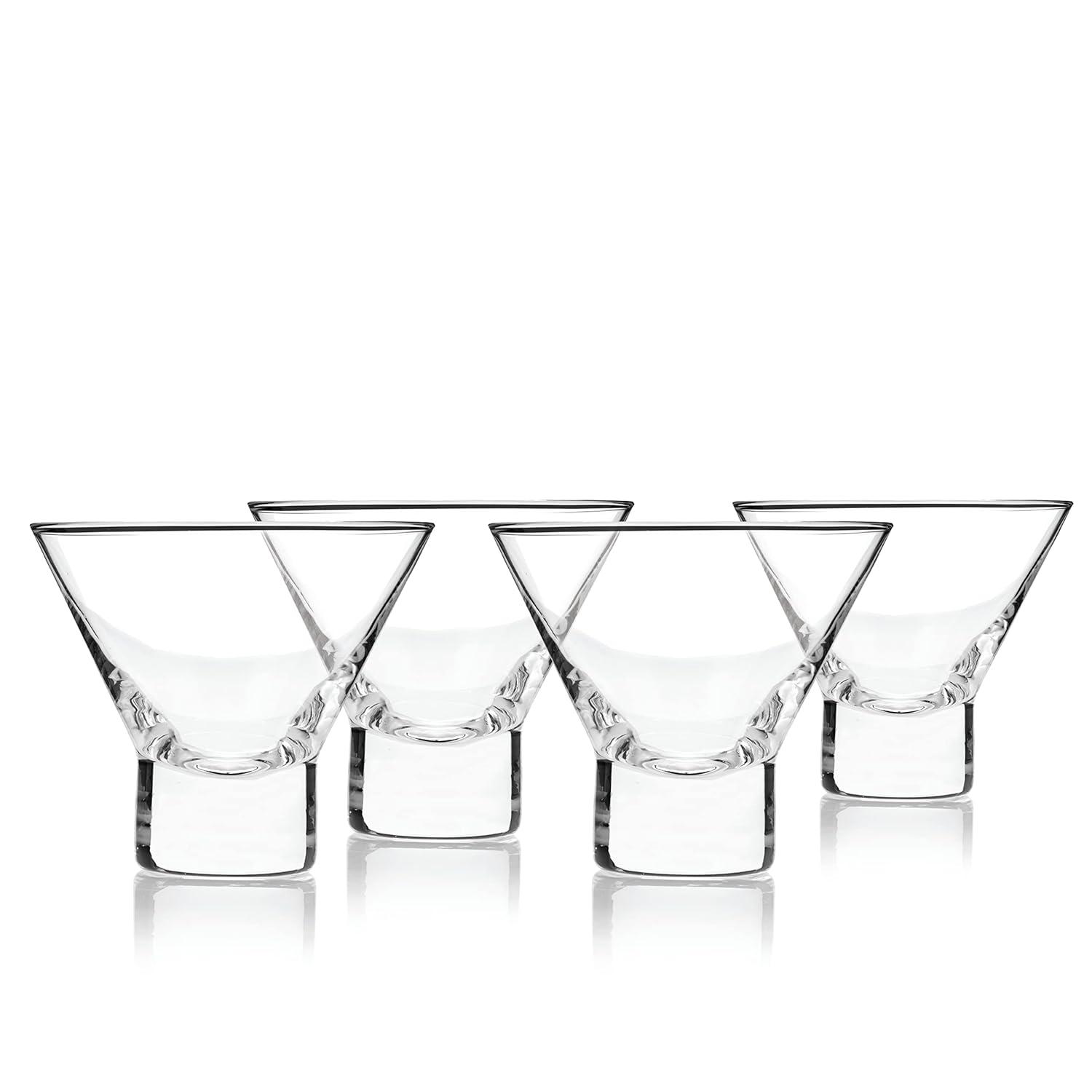 Viski Raye Heavy Base Crystal Stemless Martini Glasses
