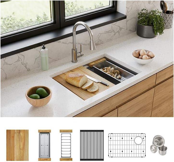 Crosstown 26" L x 19" W Undermount Kitchen Sink with Sink Grid