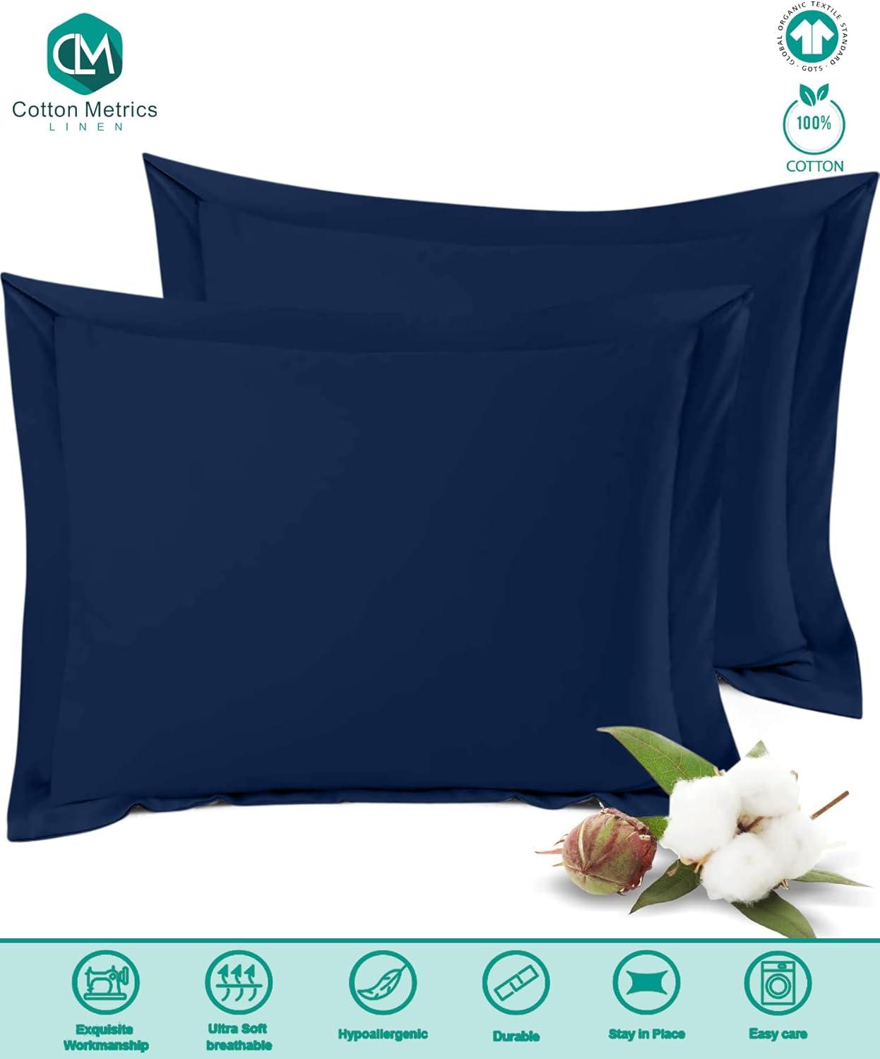 Vedanta Home Collection Square European Pillow Shams 28x28 Set of 2 Navy Blue Euro Shams 600 Thread Count 100% Natural Cotton Euro Pillow Shams Decorative
