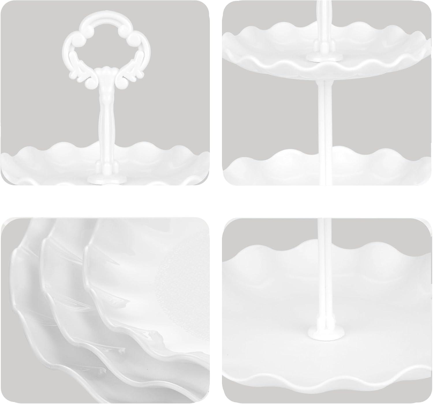 NWK 5 Piece Cake Stand Set with 2xLarge 3-Tier Cupcake Stands + 3X Appetizer Trays Perfect for Wedding Baby shower Graduation New Year Birthday Tea Party