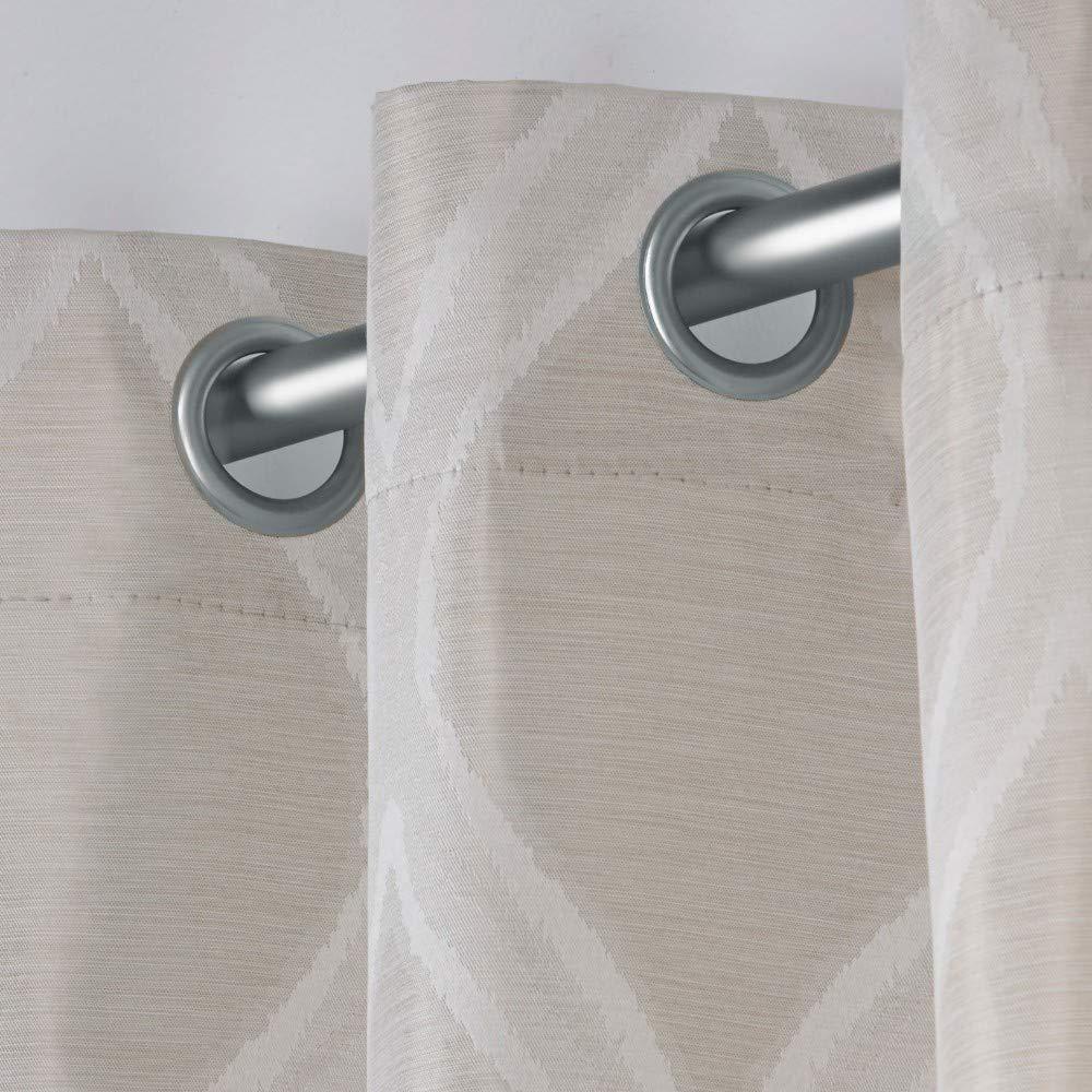 Set of 2 108"x54" Montrose Ogee Geometric Textured Linen Jacquard Grommet Top Window Curtain Panel Linen