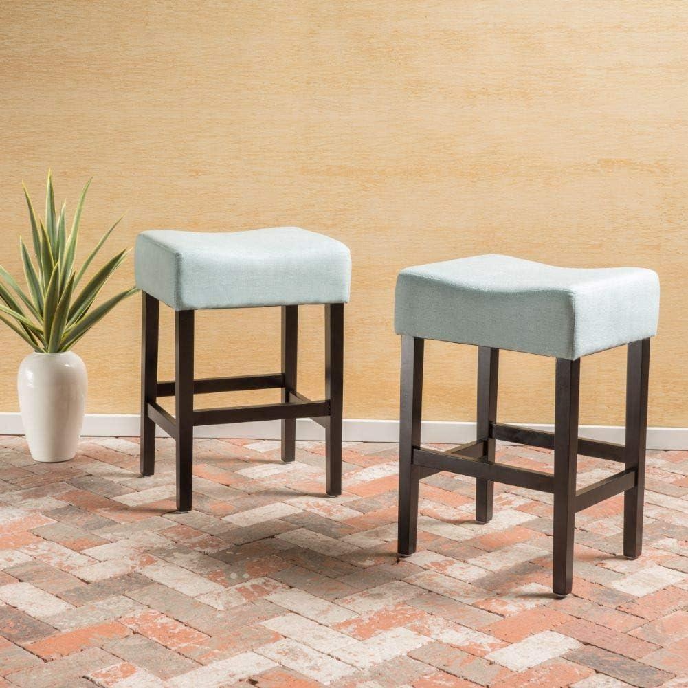 Set of 2 26" Lopez Backless Counter Height Barstools Polyester Upholstery, Rubberwood Legs - Christopher Knight Home