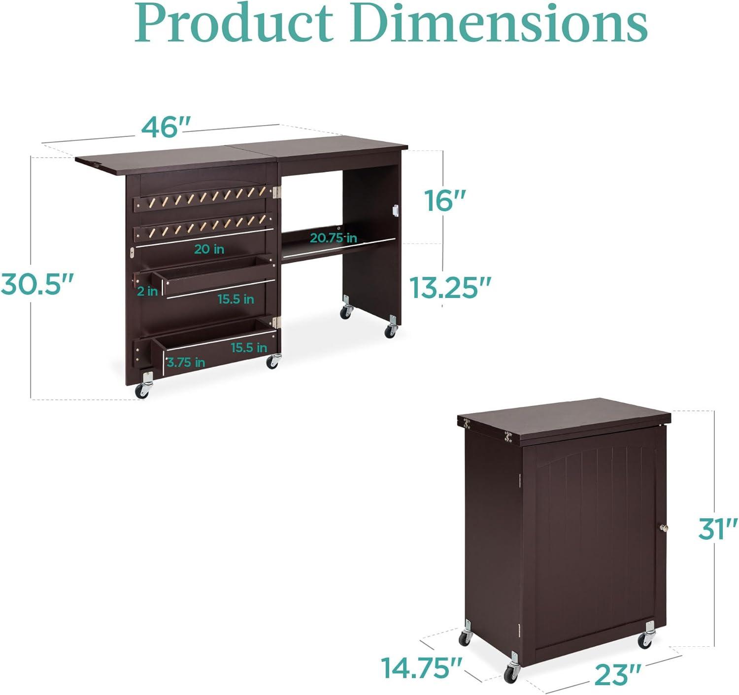 Best Choice Products 46'' x 16'' Sewing Table with Sewing Machine Platform and Wheels