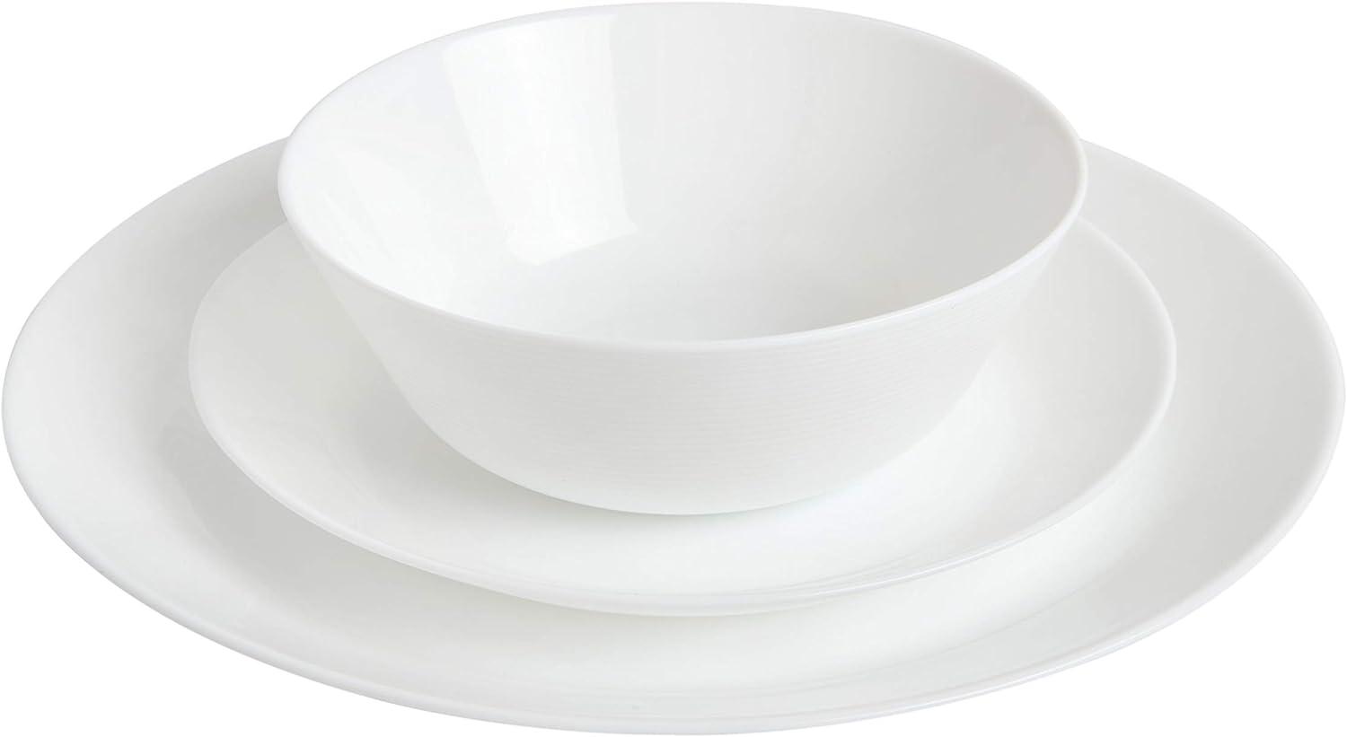 White Opal Glass Square Dinnerware Set, Service for 6