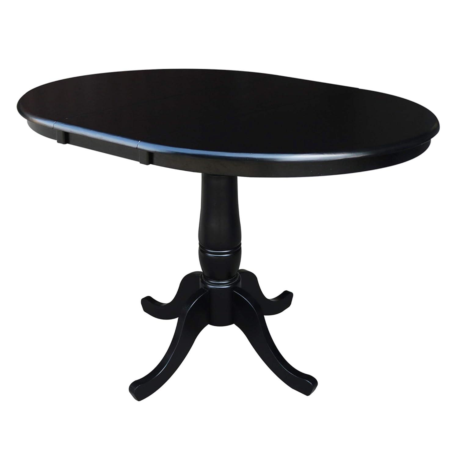 36 in. Round Top Pedestal Counter Height Table with 12 in. Leaf, Hickory & Stone