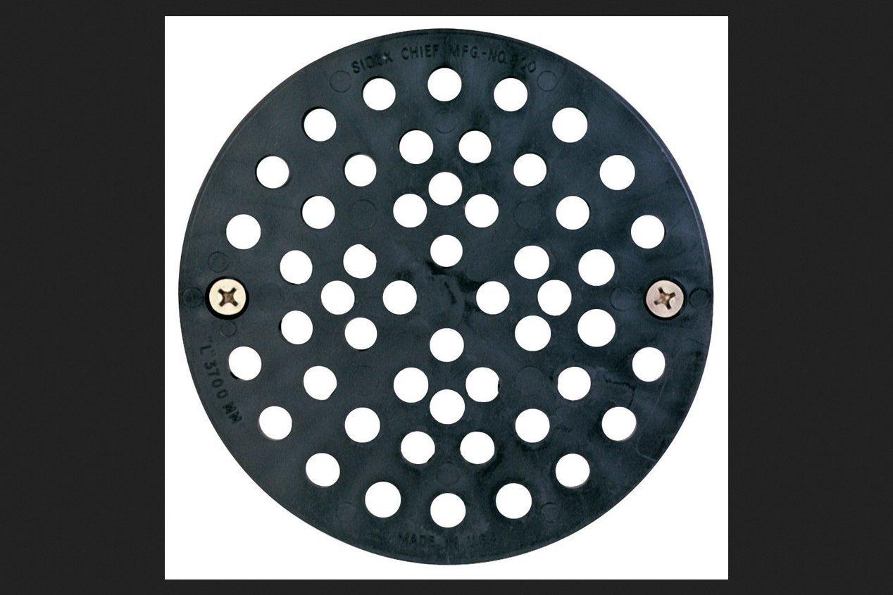 Black Round Polypropylene Floor Drain Strainer with Stainless Steel Screws