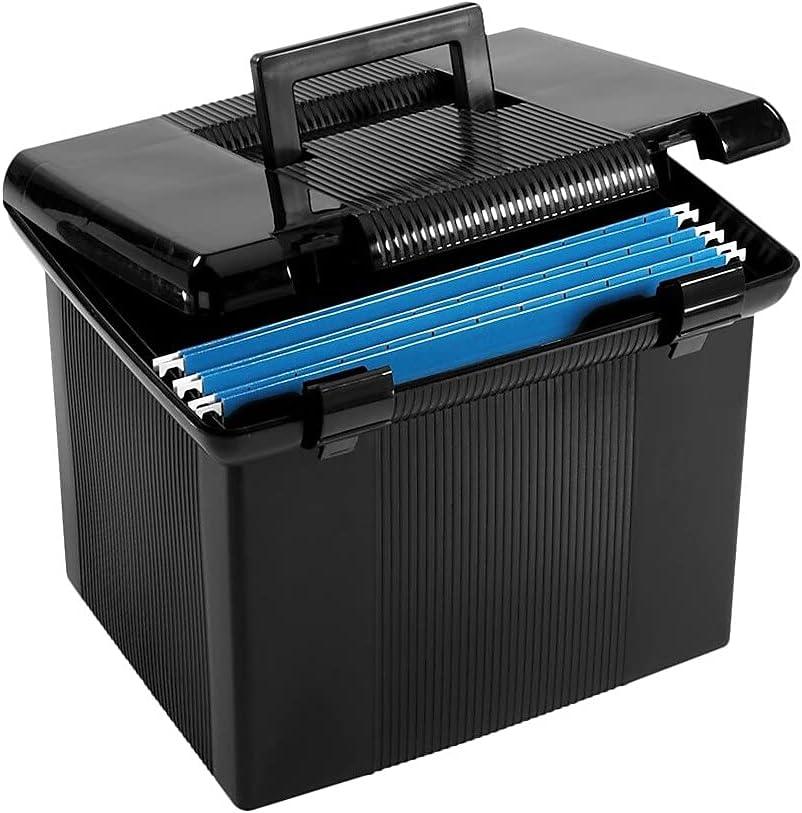 Pendaflex Portable File Boxes, Letter Files, 13.88" x 14" x 11.13", Black