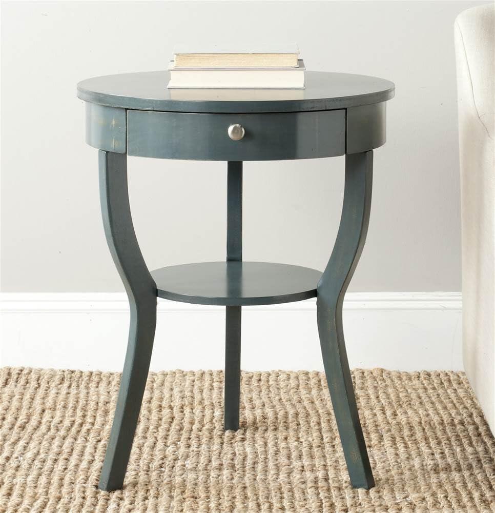 Kendra Round Pedestal End Table with Drawer  - Safavieh