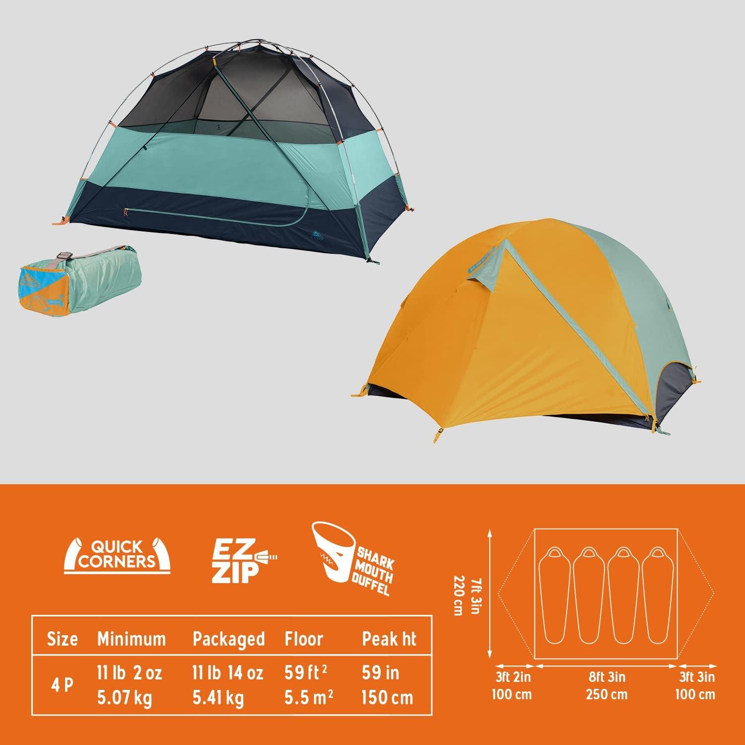 Orange and Teal 4-Person Three Season Dome Tent with Carry Bag