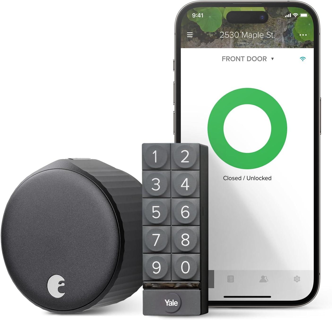 Matte Black Wi-Fi Smart Lock with Keypad and Bluetooth