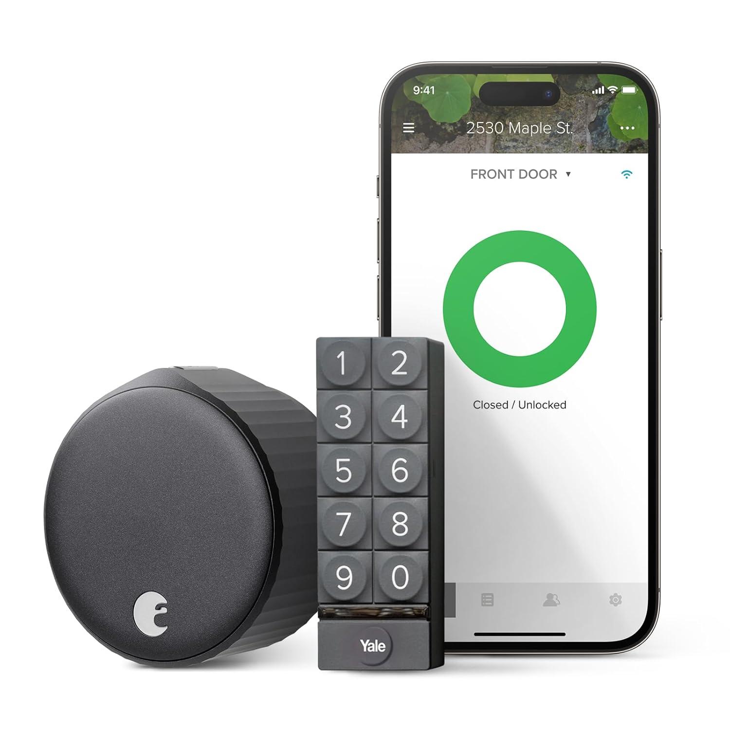 Matte Black Wi-Fi Smart Lock with Keypad and Bluetooth