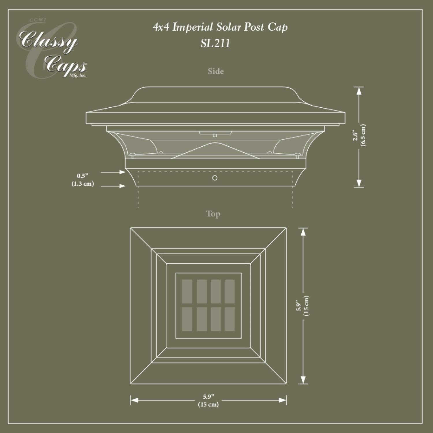 Bronze Aluminum LED Solar Post Cap Light