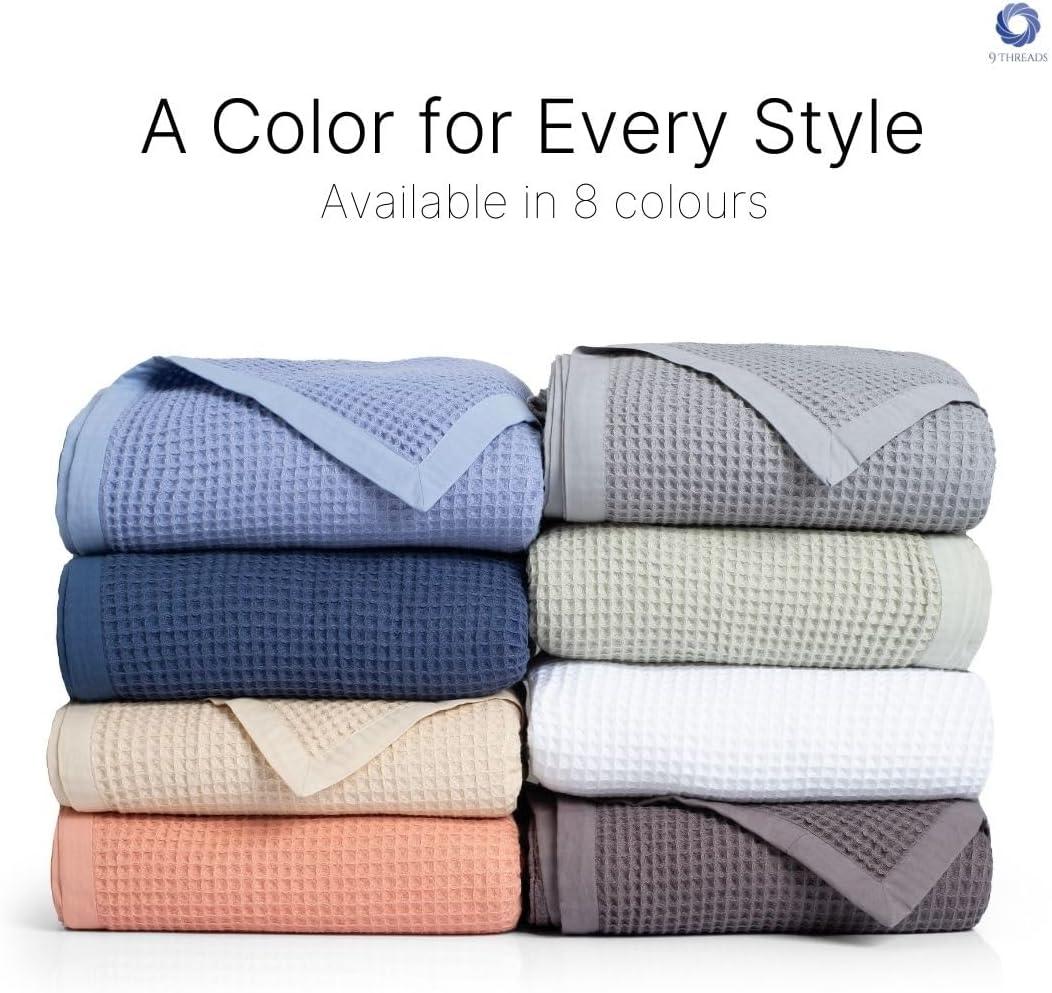 GOTS Certified Organic Cotton Waffle Weave Cozy Throw Blanket, 50"X60", Modern Home Decor, Soft Bed Blanket - Sun Bay