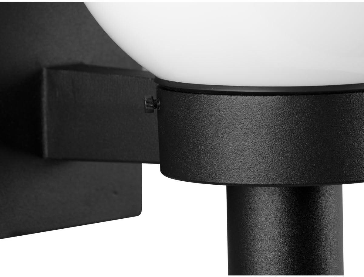 Progress Lighting Acrylic Globe 1-Light Wall Torch, Black Finish, White Globe