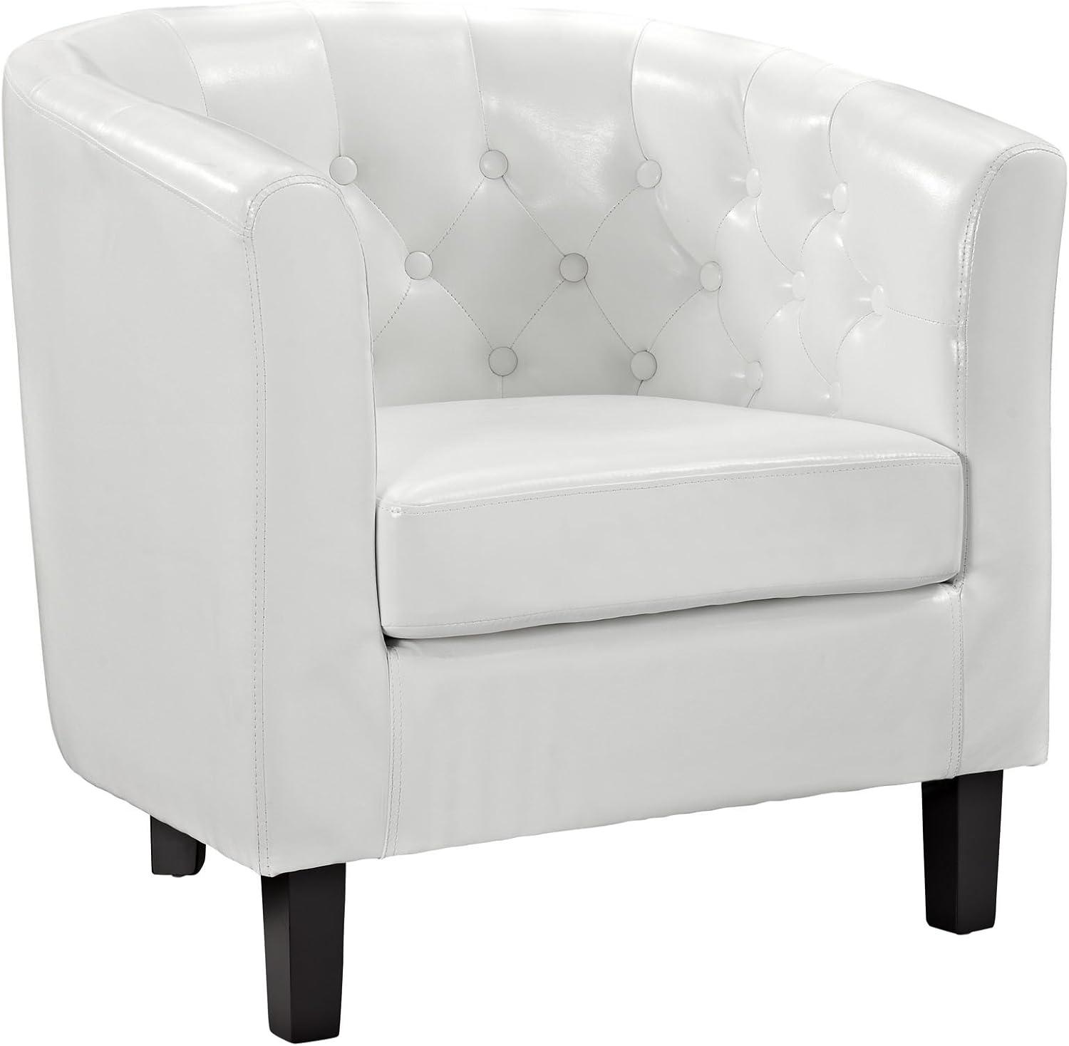 Modway Prospect Upholstered Fabric Contemporary Modern Accent Arm Chair in White Faux Leather