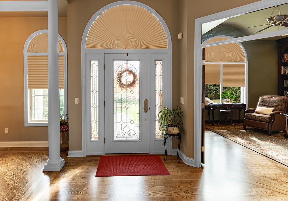 Redi Shade No Tools Original Arch Light Filtering Pleated Fabric Shade Natural, 72" x 36"