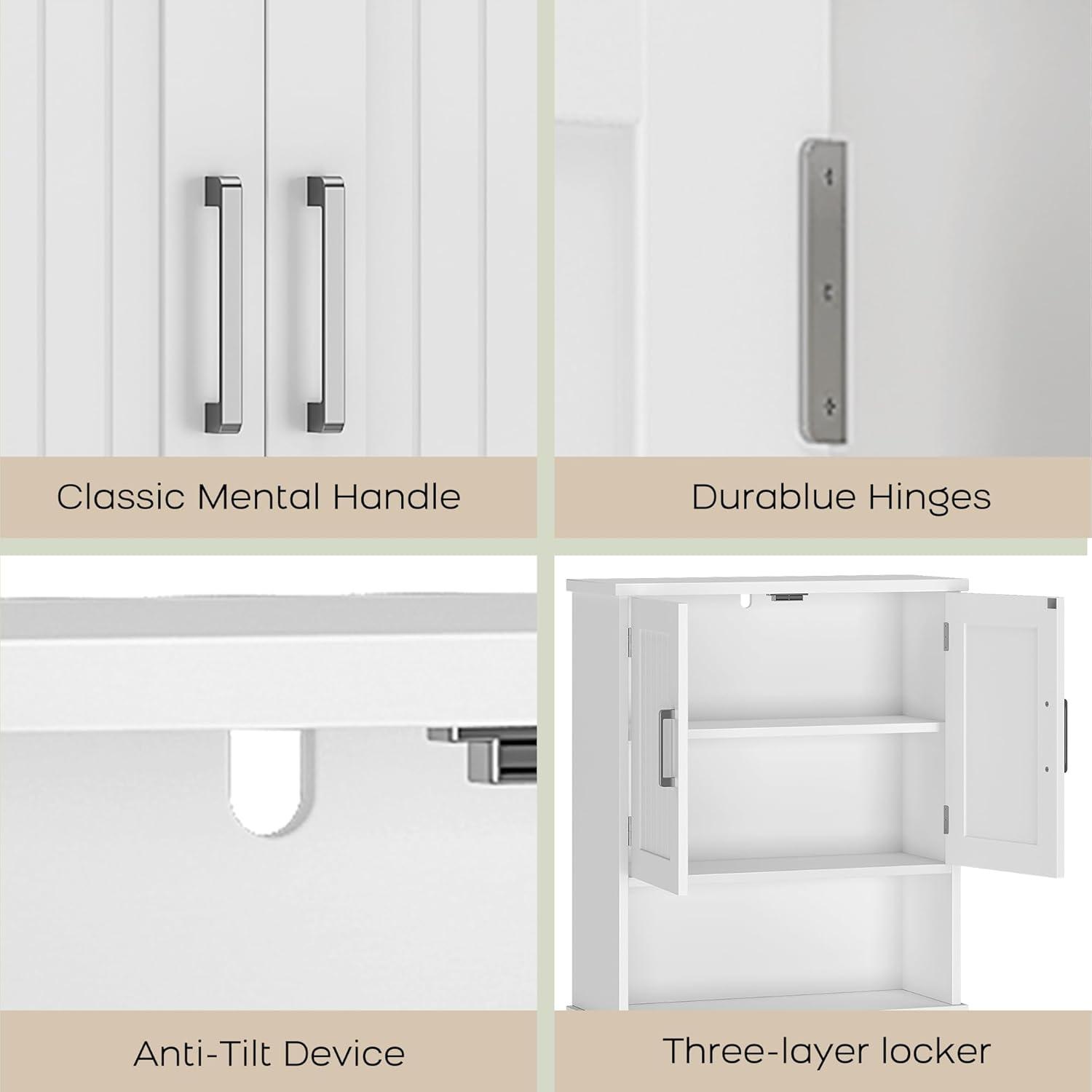 Over The Toilet Storage Cabinet with Double Doors and Anti-Tip Device