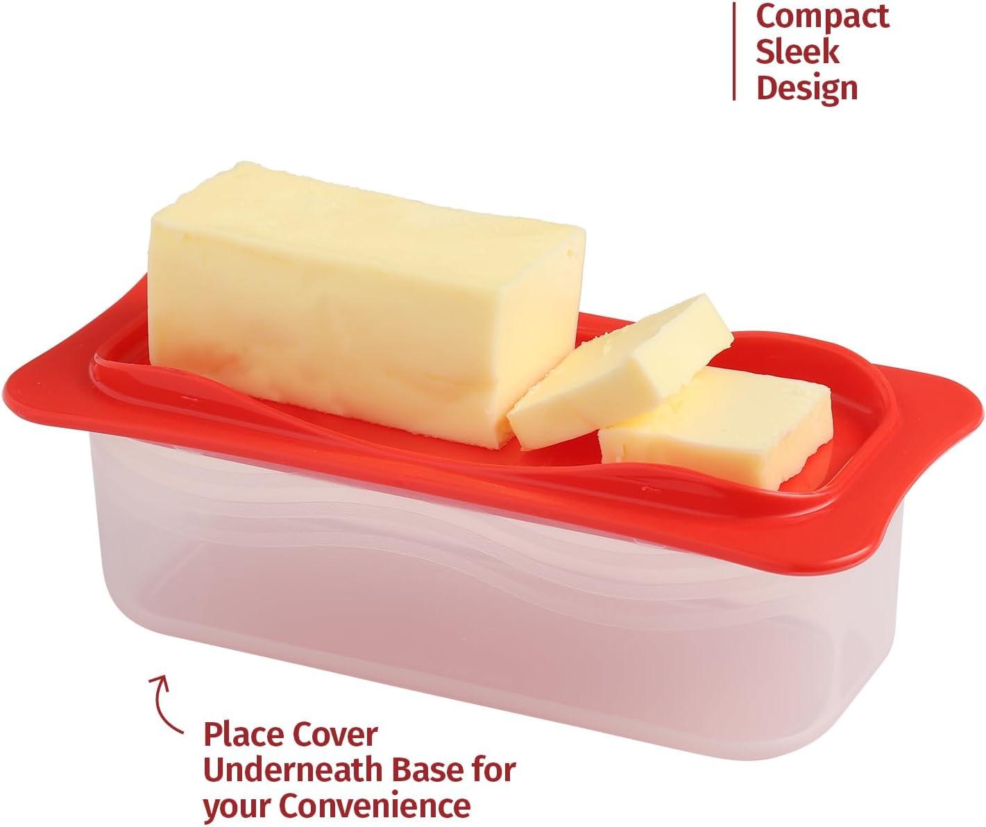 Red Rectangular BPA-Free Plastic Butter Dish with Lid