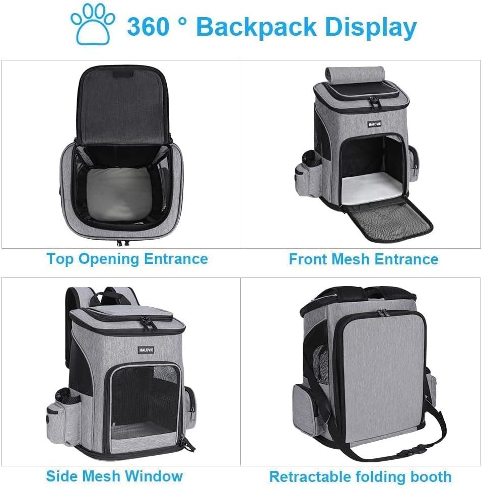 Gray Expandable Soft-Sided Pet Backpack Carrier