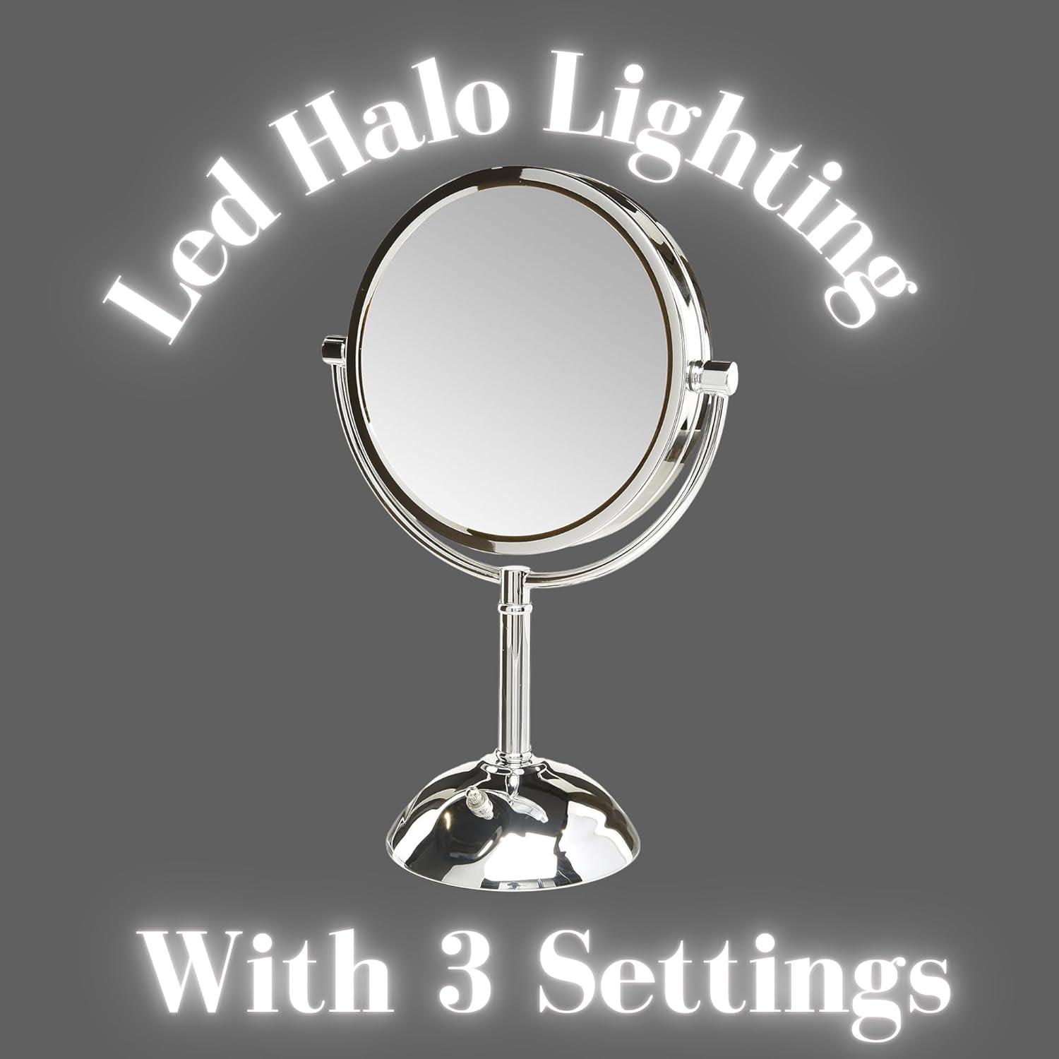 Symple Stuff 8.5" Lighted Tabletop Magnified Makeup Mirror, Plug In