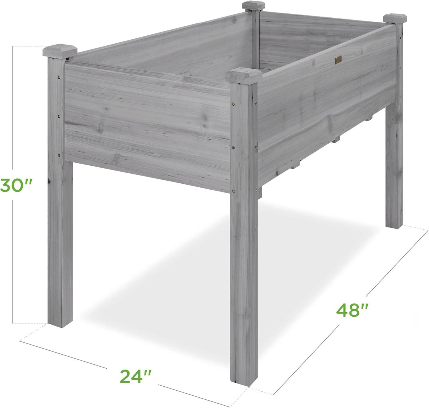 Gray 48x24x30in Elevated Wooden Raised Garden Bed Planter