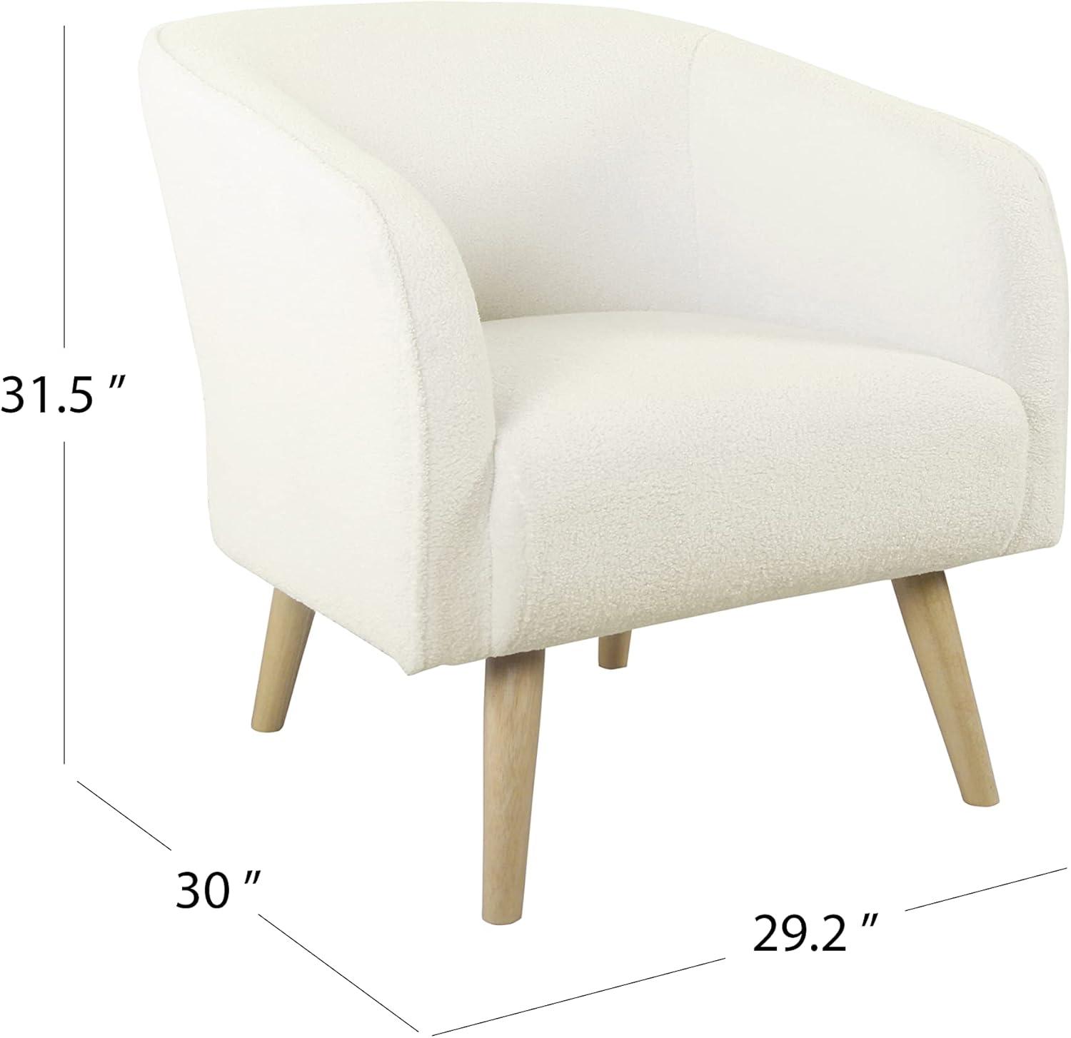 HomePop Sherpa Modern Wood and Fabric Accent Chair in Cream Finish