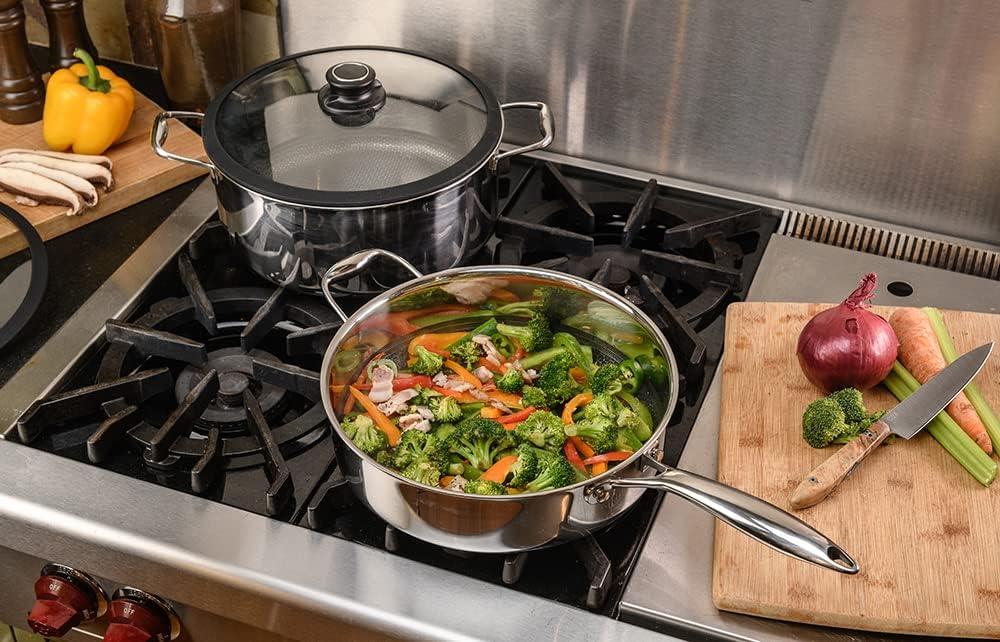 Black Cube by Frileing Hybrid Quick Release Stainless Steel 11" Saute Pan with Helper Handle and Lid