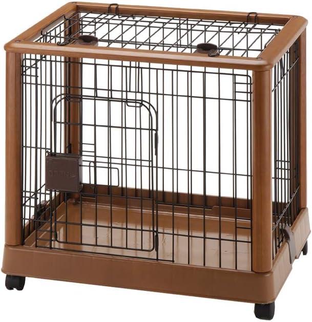 Small Autumn Matte Wood Mobile Pet Pen with Casters