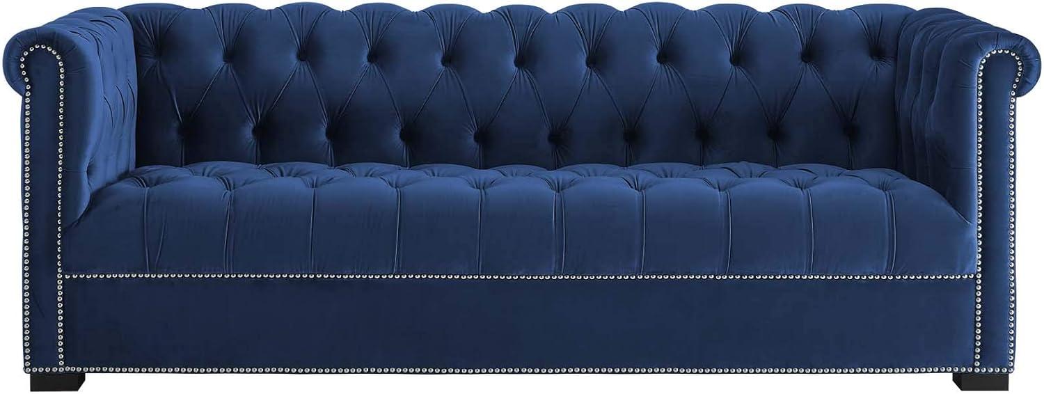 Modway Heritage Performance Velvet Sofa in Midnight Blue