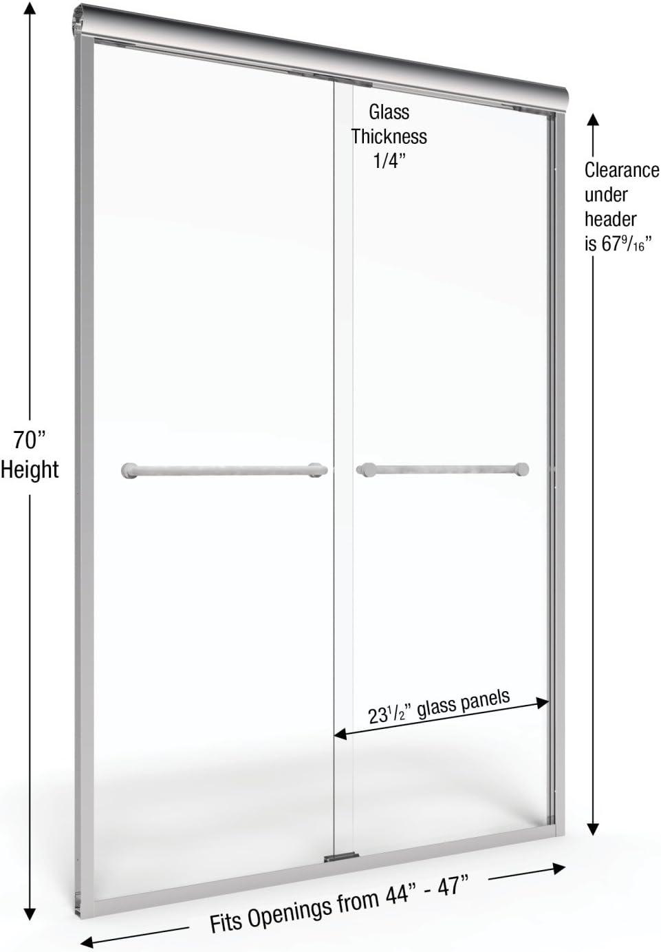 Infinity 43" W x 47'' W x 70" H Semi-Frameless Shower Door
