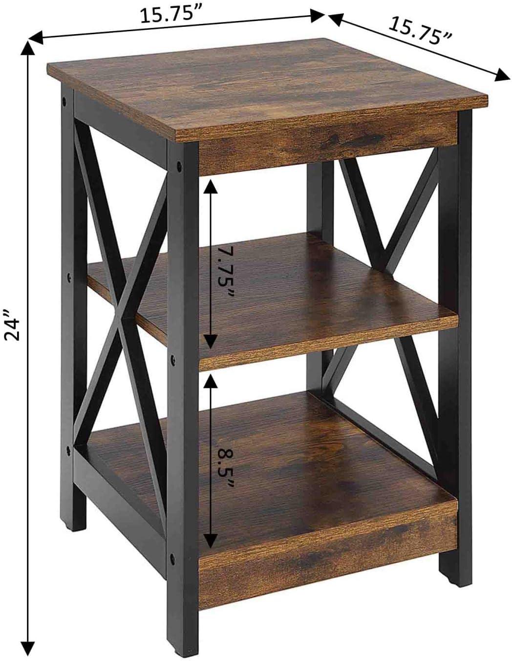 Covenience Concepts Oxford End Table with Shelves, Barnwood/Black