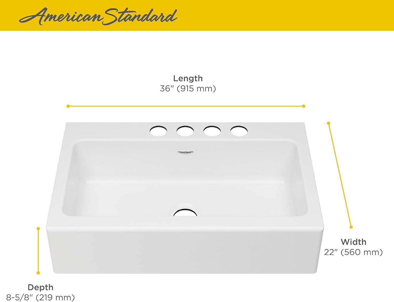 36" White Cast Iron Farmhouse Drop-In Kitchen Sink