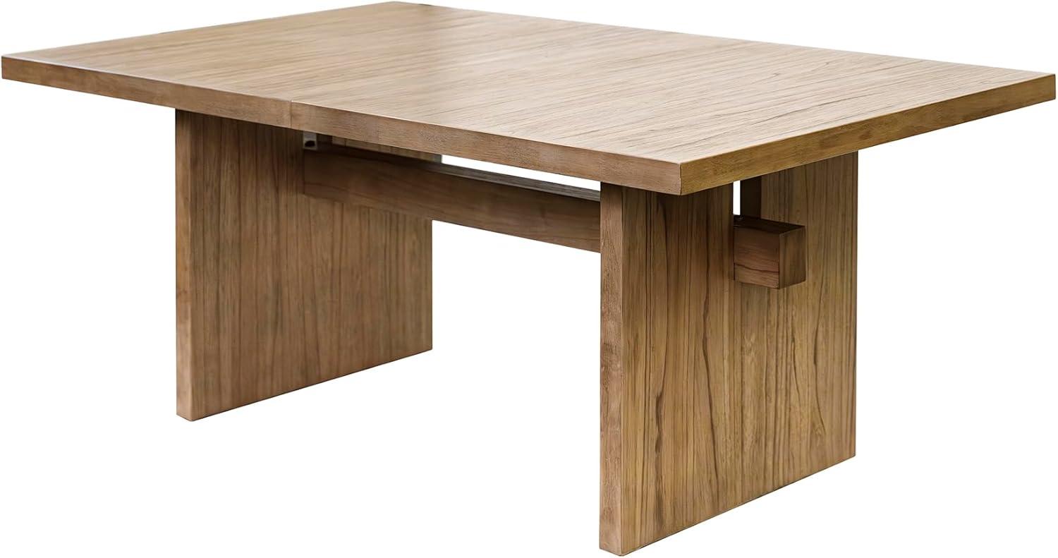 Coastal Wood Rectangular Kitchen Table with Six Chairs Dining Table Brown