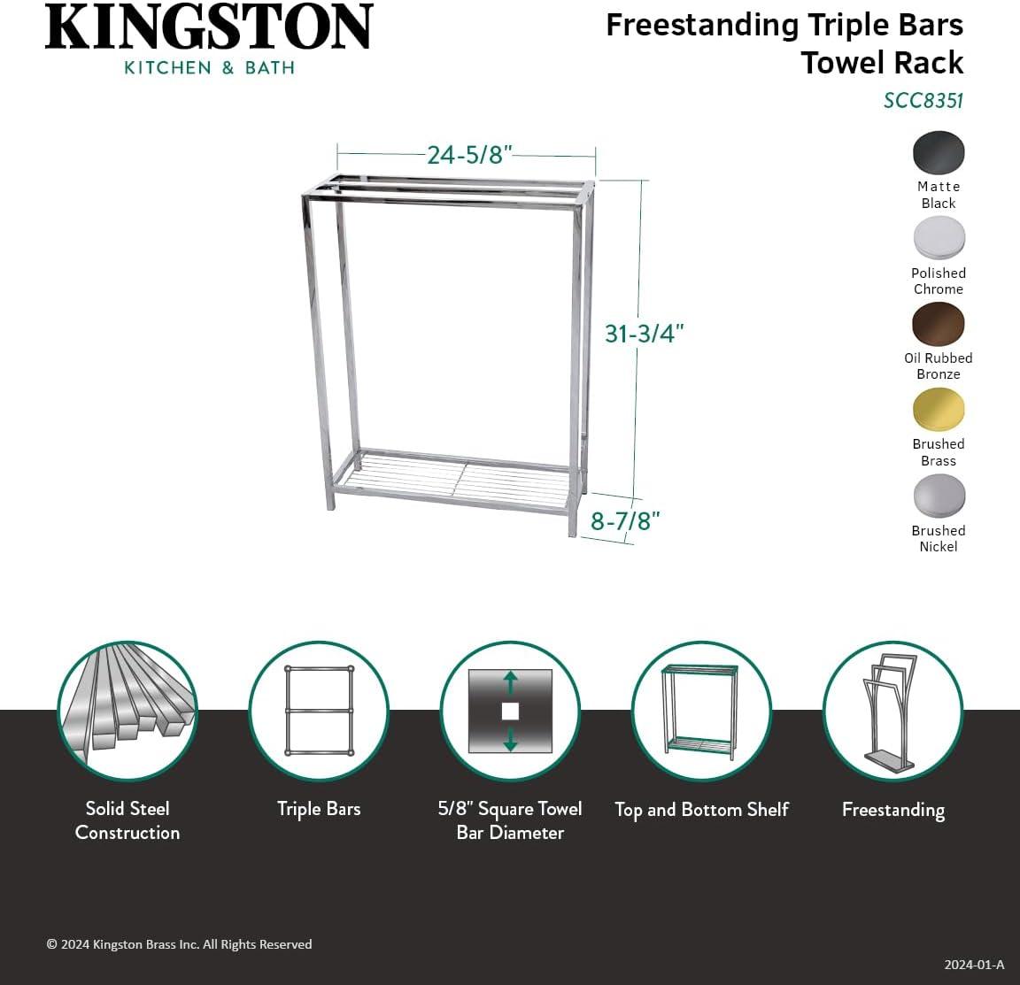 Kingston Brass  Modern Edenscape Freestanding Iron Towel Rack - Polished Chrome