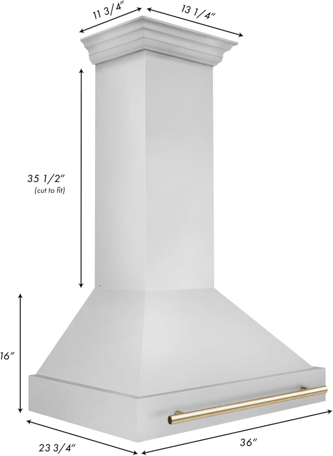 ZLINE ZLINE Autograph Edition 36 in. Stainless Steel Range Hood W/ Stainless Steel Shell & Champagne Bronze Handle 8654STZ-36-G