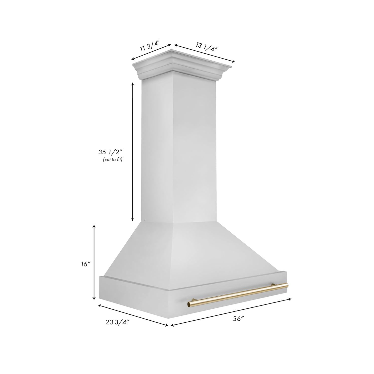 ZLINE ZLINE Autograph Edition 36 in. Stainless Steel Range Hood W/ Stainless Steel Shell & Champagne Bronze Handle 8654STZ-36-G