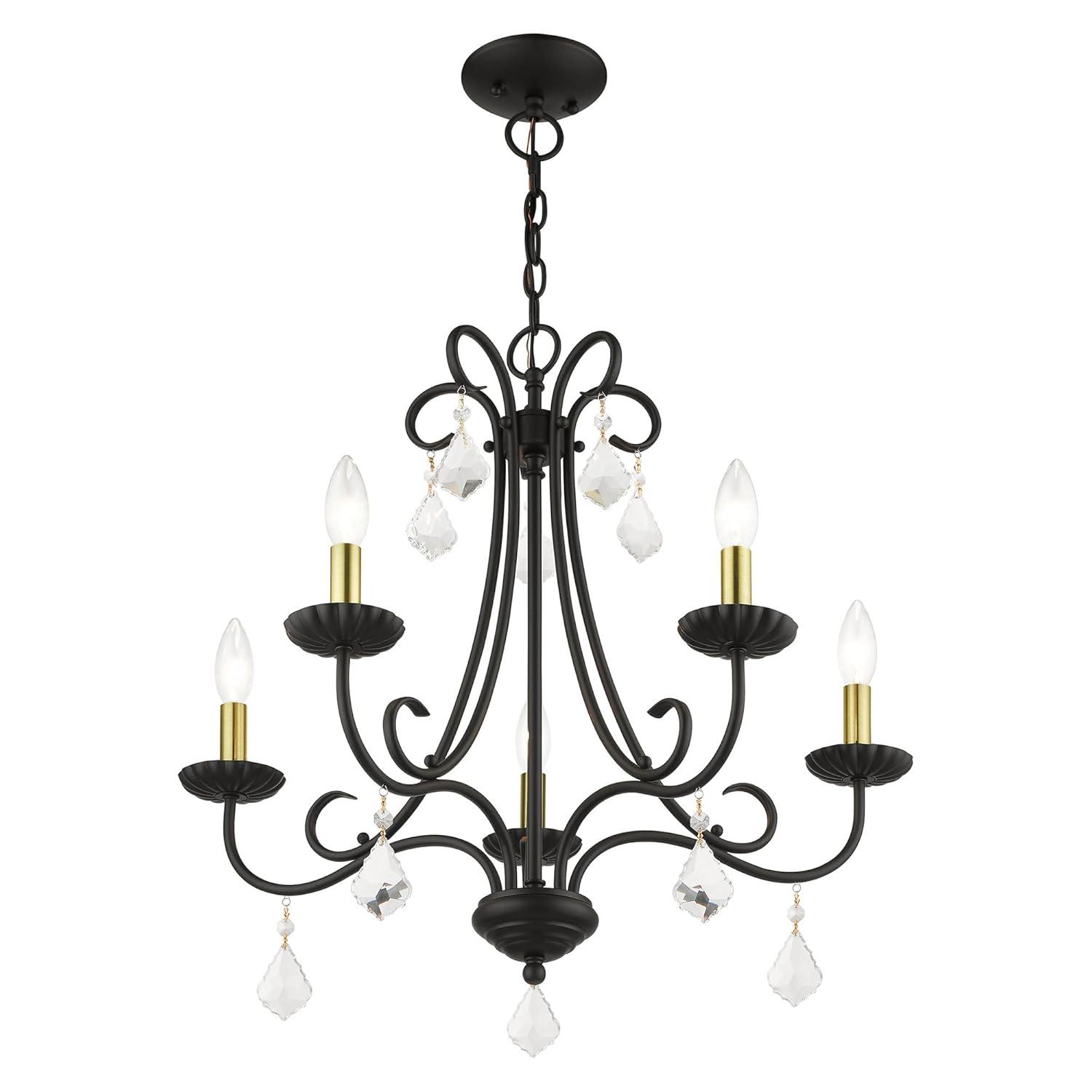 Livex Lighting 40875-05 Transitional Five Light Chandelier from Daphne Collection Finish, Polished Chrome, 22.25