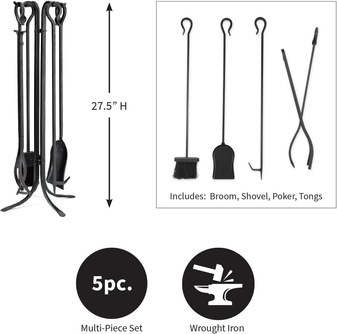 Plow & Hearth 5 Piece Fireplace Tool Set