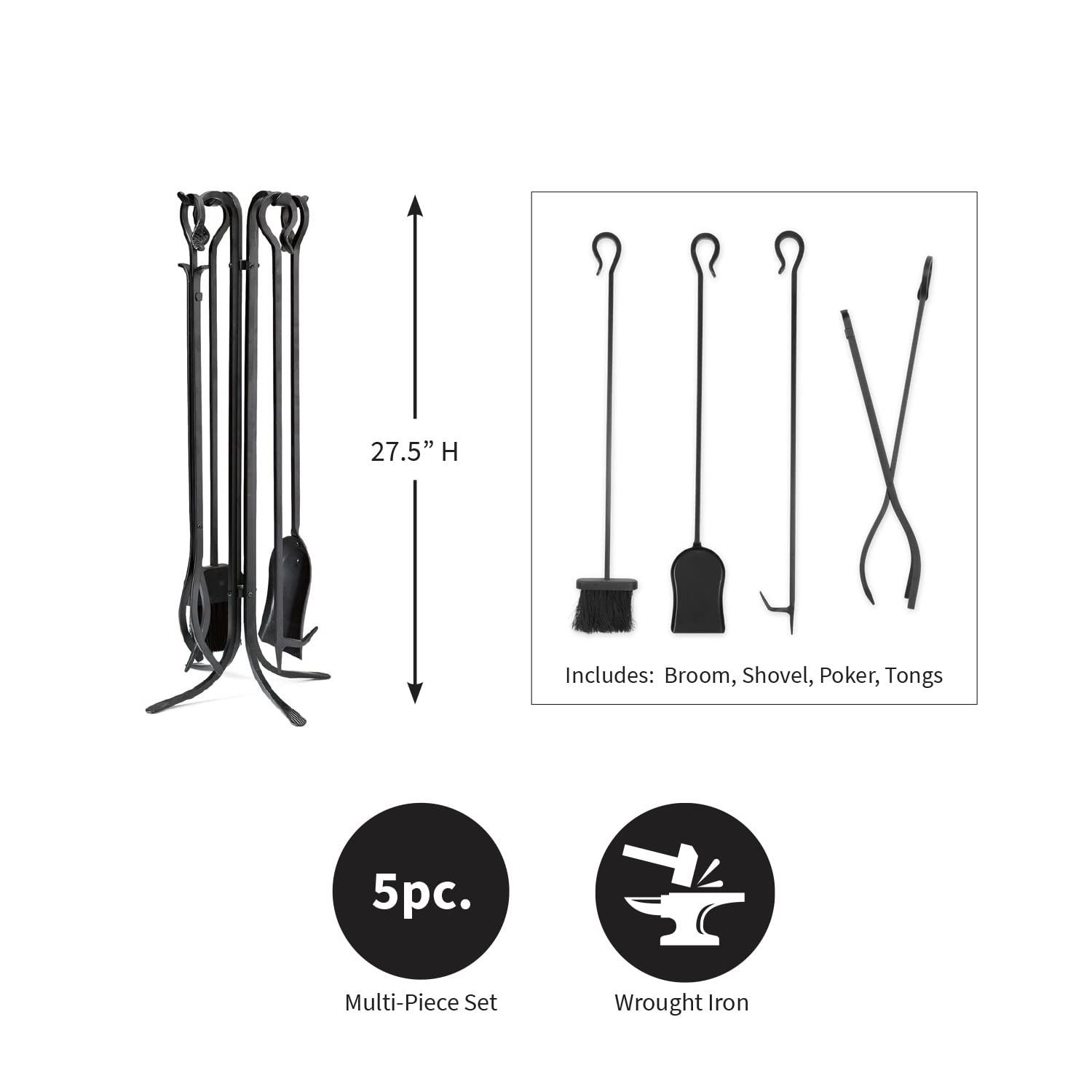 Plow & Hearth 5 Piece Fireplace Tool Set