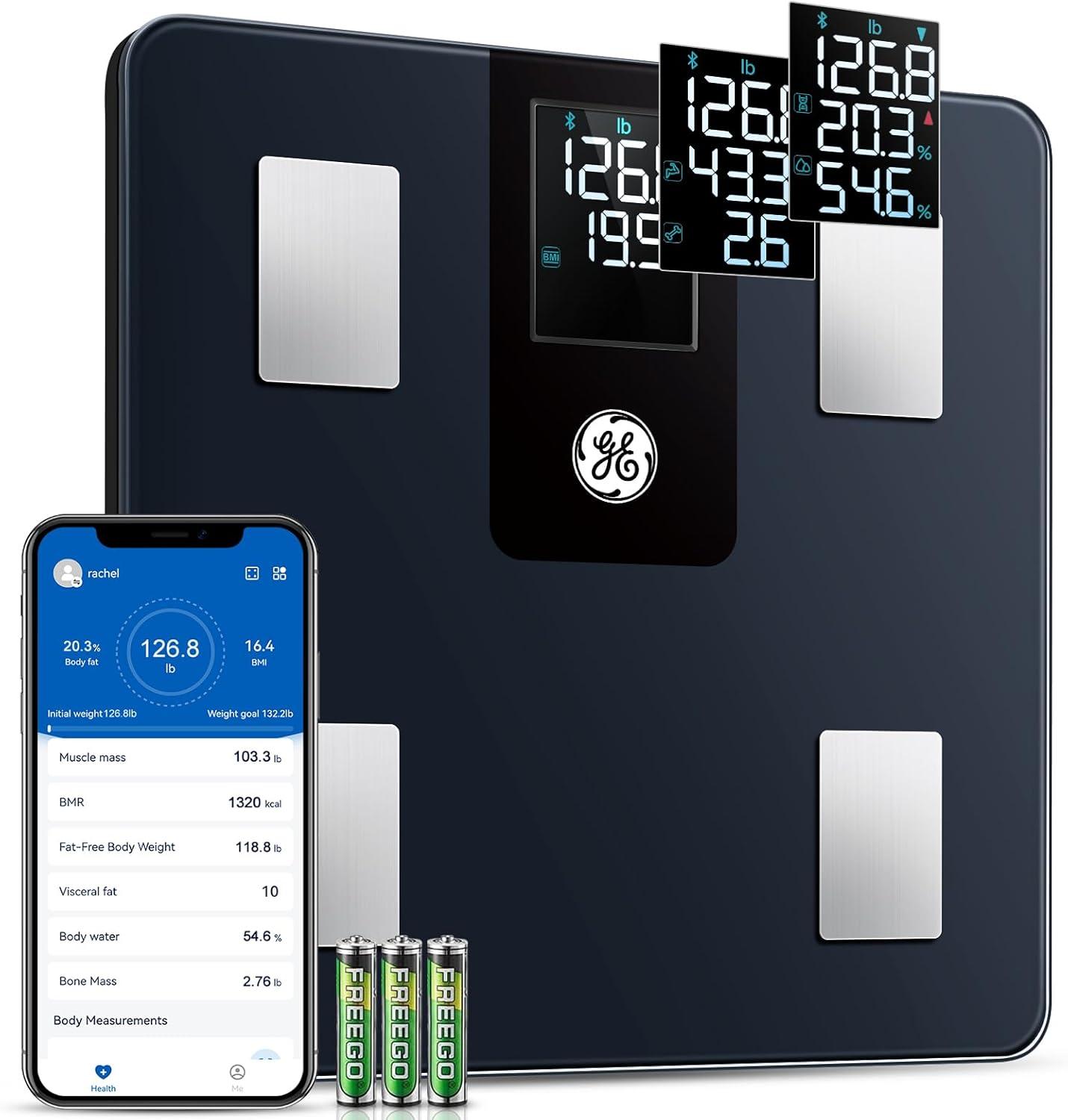 MODERN WALLS LLC Smart Scale For Body Weight And Fat Percentage With All-In-One LCD Display, Digital Bathroom Weight Scales Bluetooth Body Composition Analyzer, Accurate Weighing, 396 Lbs