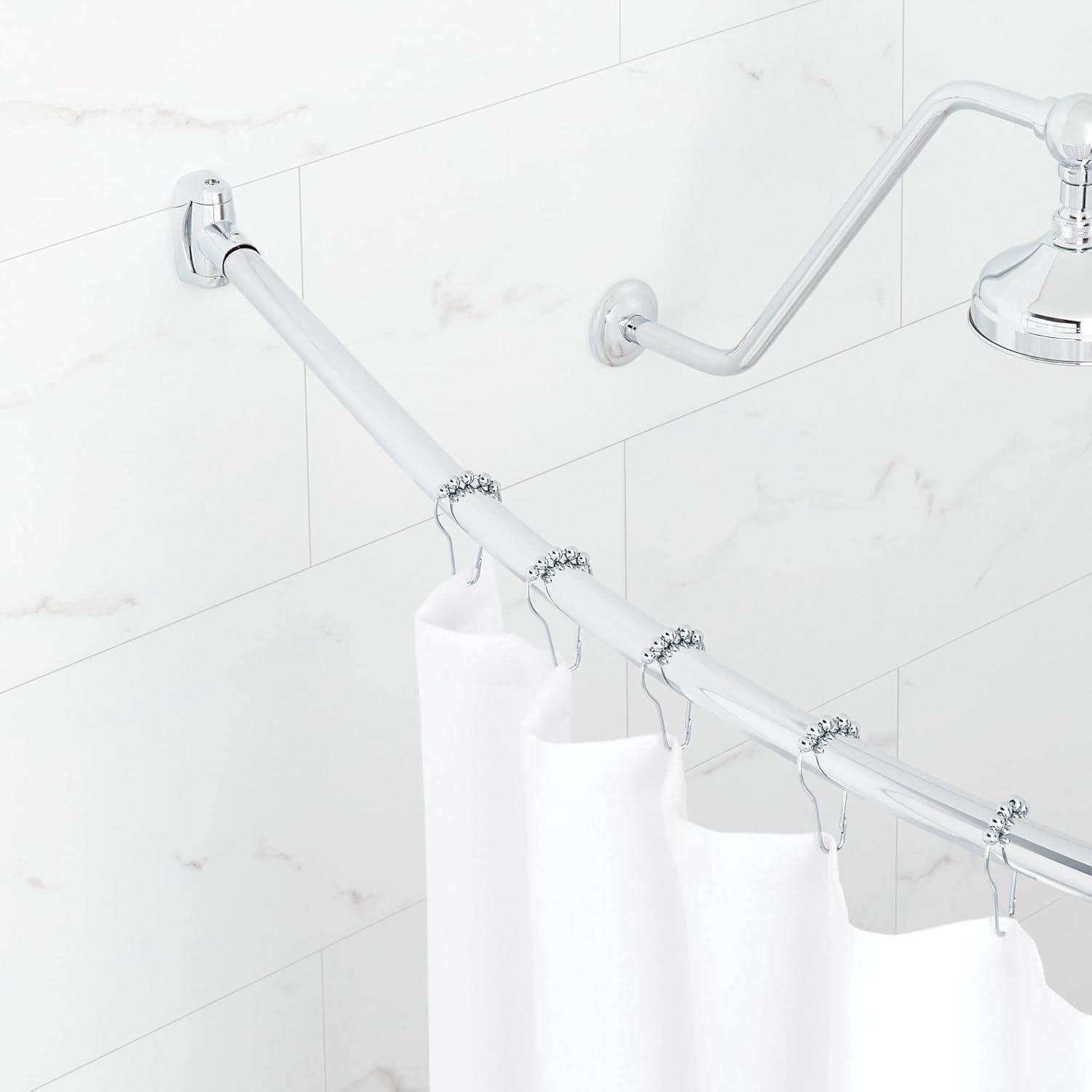 60" Chrome Curved Wall Mounted Shower Curtain Rod
