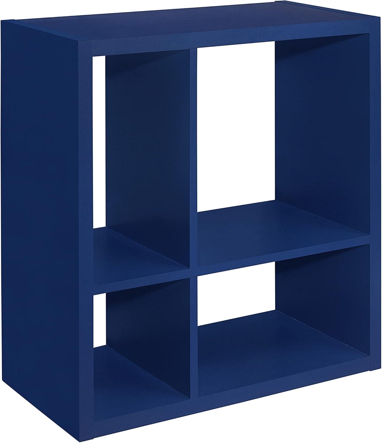 Kings Brand Furniture - Katelyn 4-Cube Open Bookcase, Kids Toy Storage Shelf Organizer (Blue)