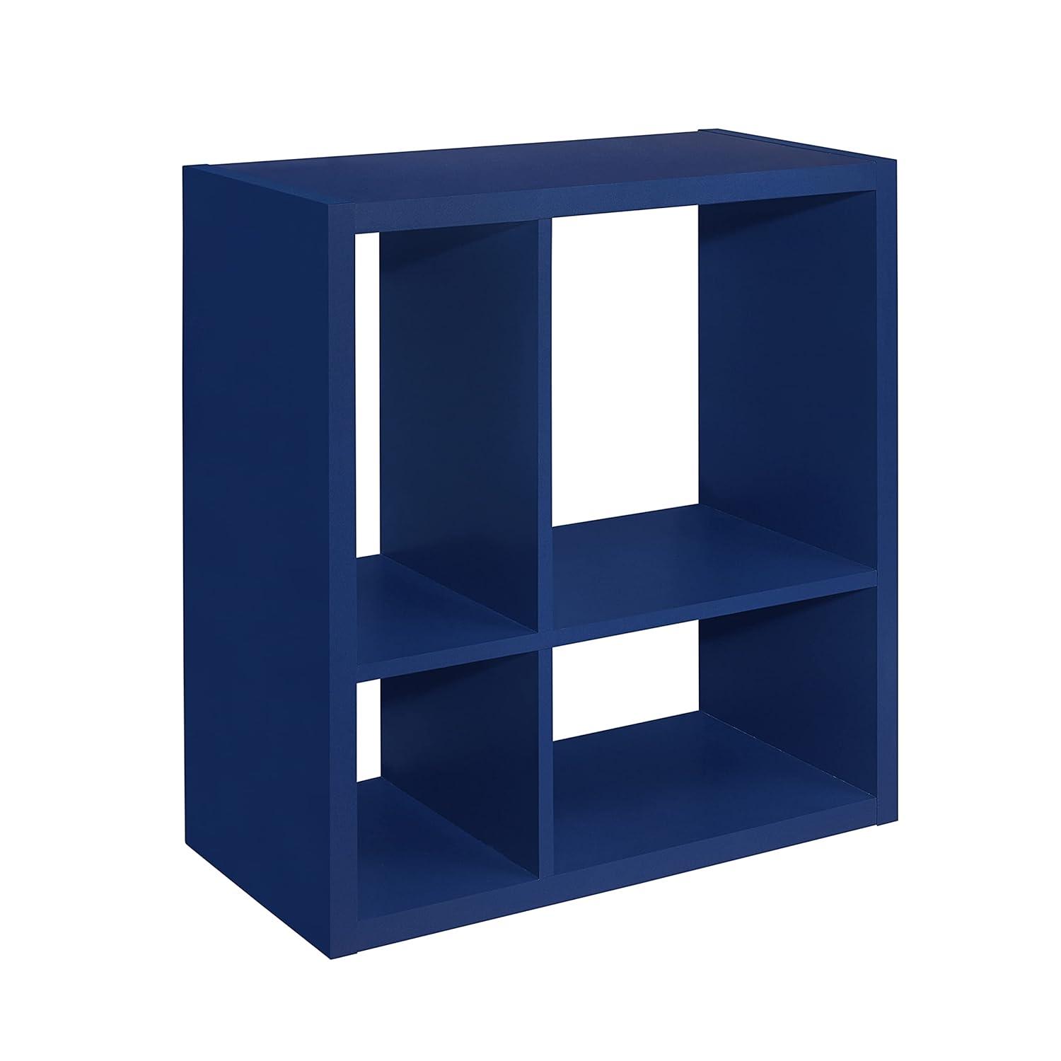 Kings Brand Furniture - Katelyn 4-Cube Open Bookcase, Kids Toy Storage Shelf Organizer (Blue)