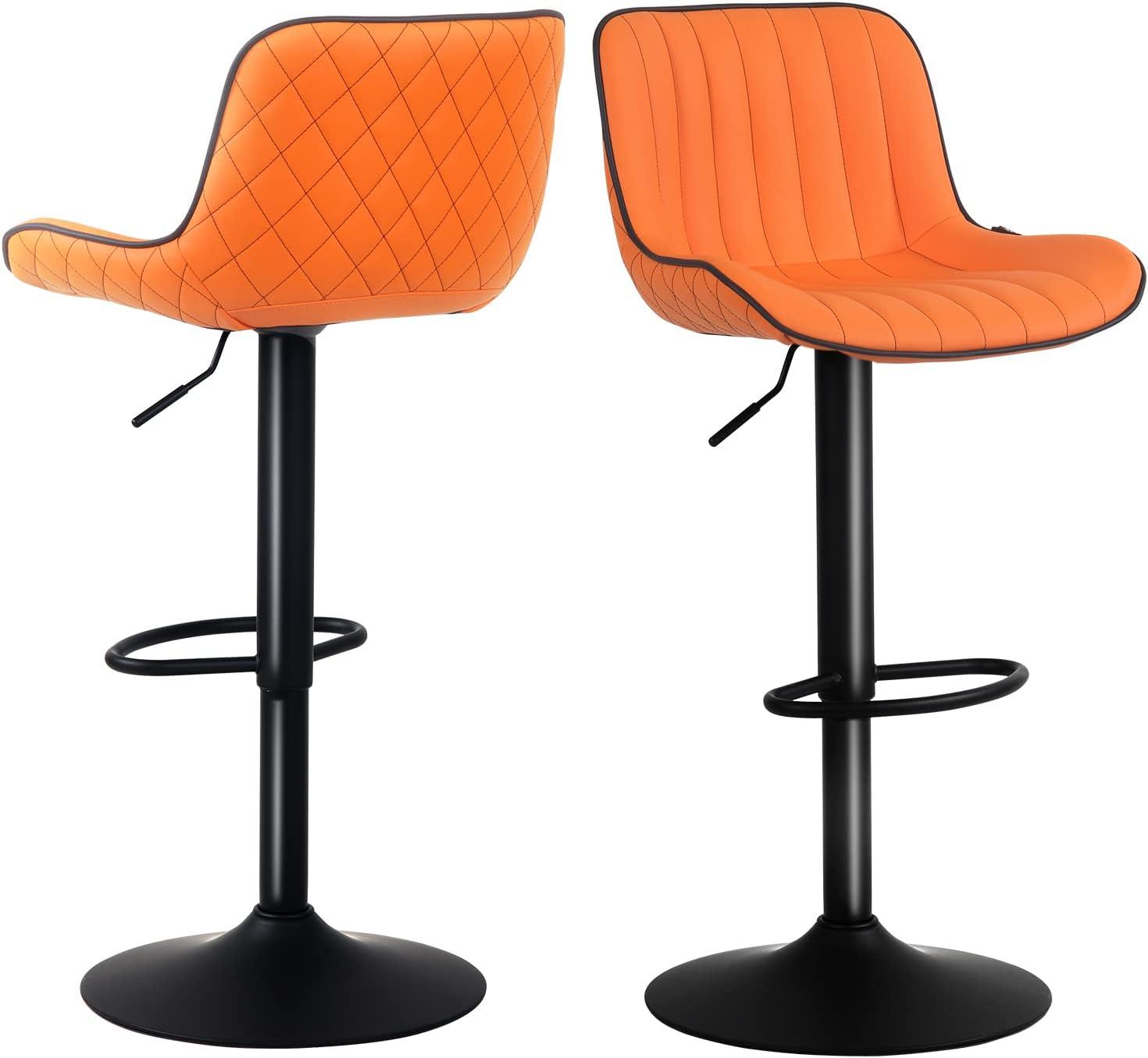 Zager Swivel Adjustable Height Bar Stools, Leather Upholstered Counter Stools, Modern Pub Stool