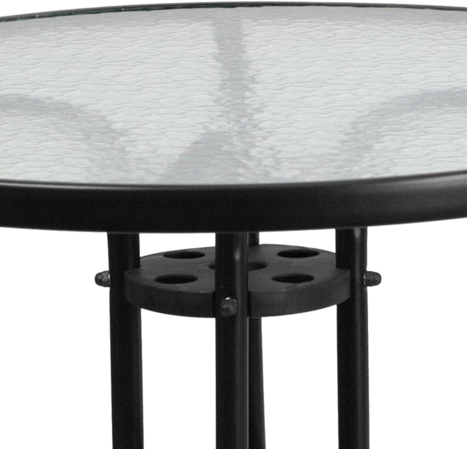 Flash Furniture 31.5'' Round Tempered Glass Metal Table