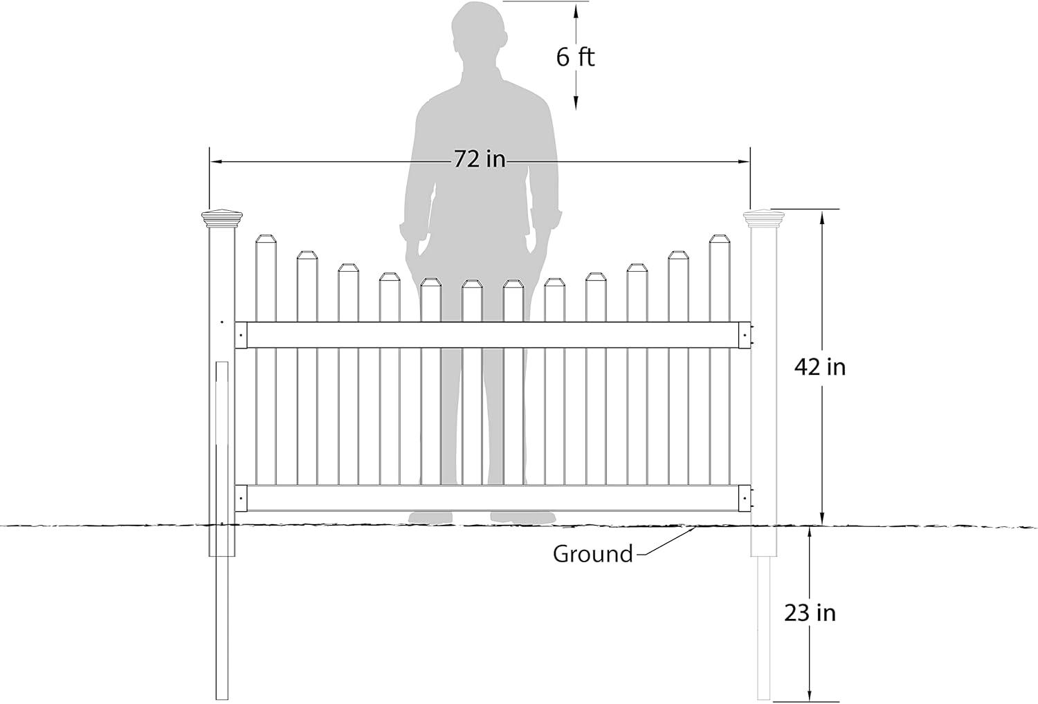 3.5ft H x 6ft W (1 Panel + 1 Post) No Dig Zippity All American Fence Kit, White Vinyl Picket Fence, Easy Install Outdoor Fence for Backyard or Patio, DIY Decorative Fencing, ZP19041