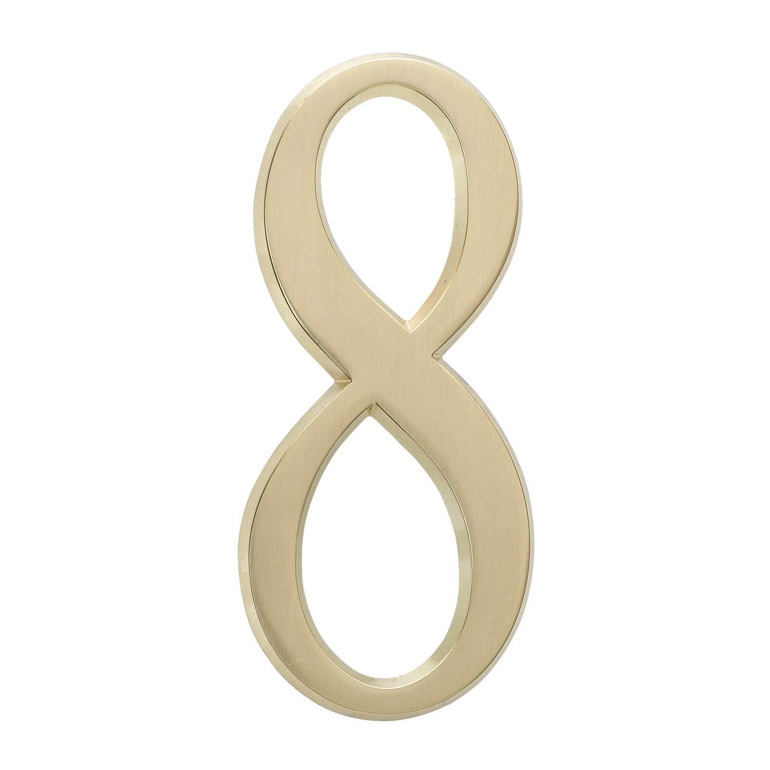 Satin Brass Die Cast Metal House Number 8 Sticker
