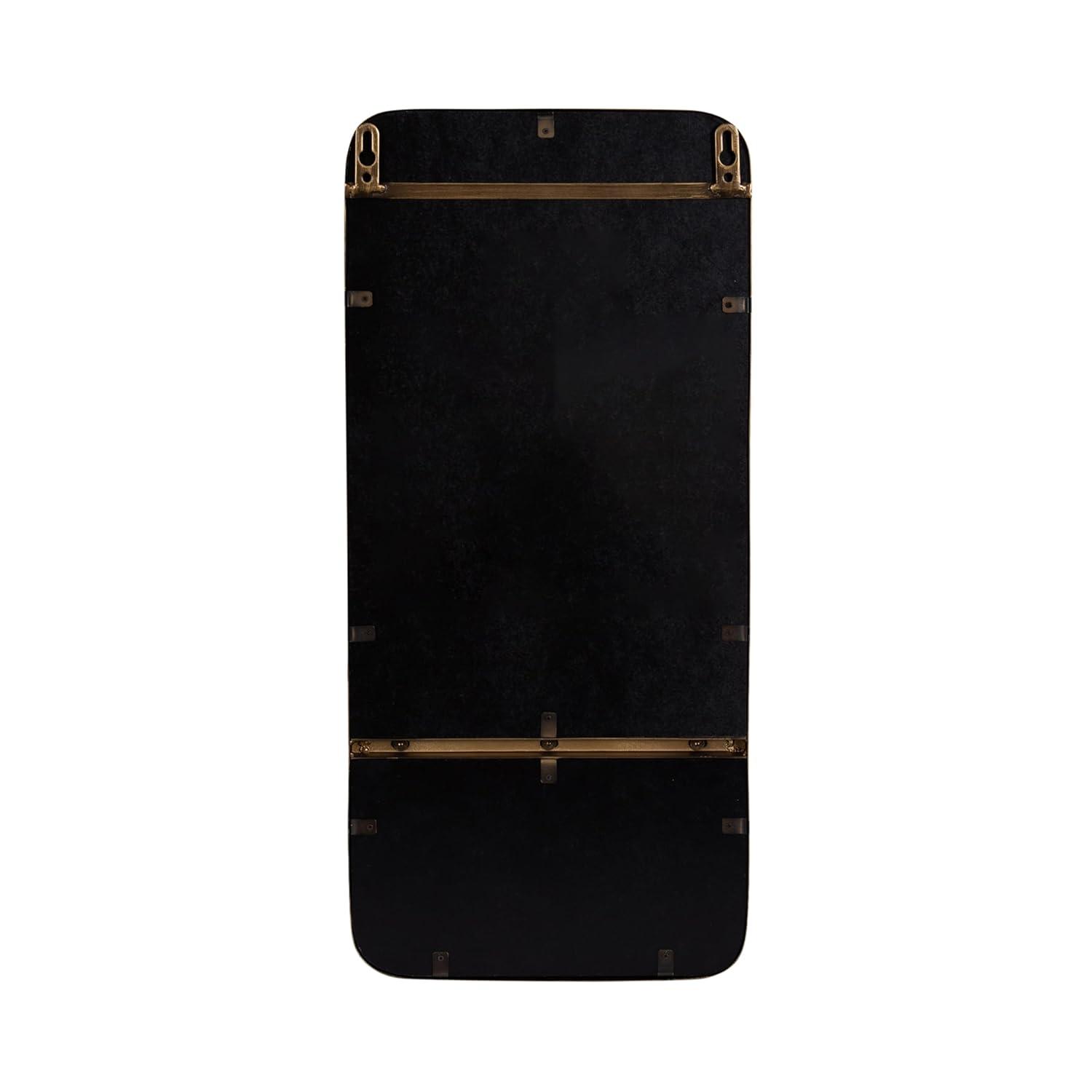 Kate & Laurel All Things Decor 11"x24" Estero Wall Rectangle Mirror with Shelf Gold: Mid-Century Modern, Wall-Mounted Storage