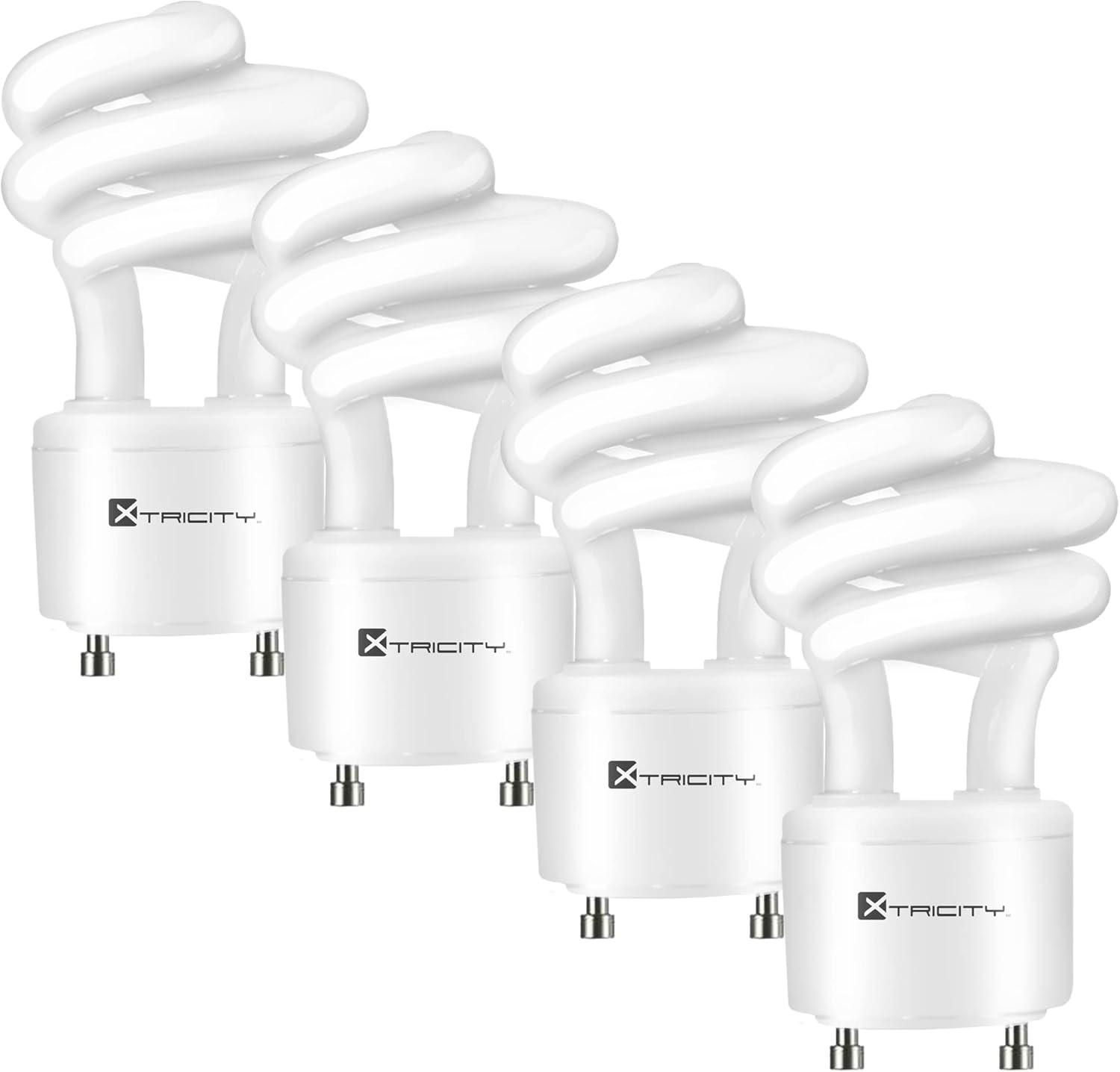 Xtricity Compact Fluorescent GU24 2 Prong Light Bulb Base, T2 Mini Spiral, 13W (60 Watt Equivalent), 2700k Soft White, 900 Lumens, CFL, 120V, UL Listed (2 Pack)
