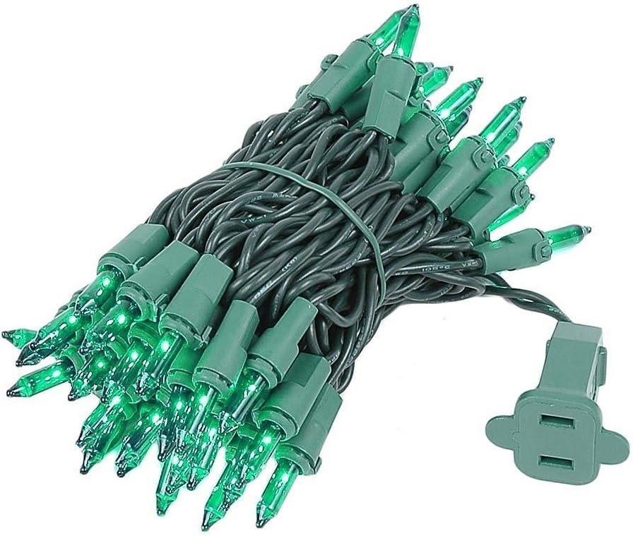Novelty Lights Green 50 Light Incandescent Mini Christmas String Lights Green Wire 11 Feet